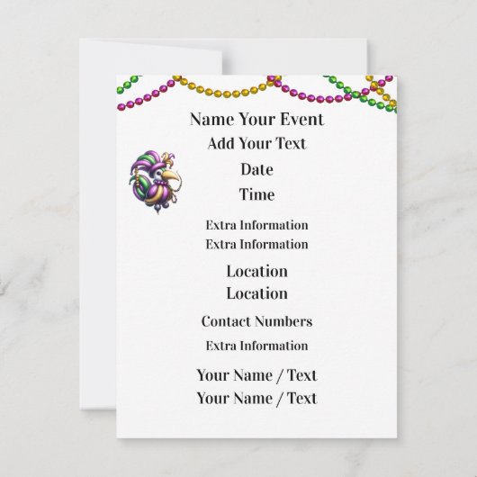 Pancake Supper - Fat Tuesday Invitation 招待状 (裏面)