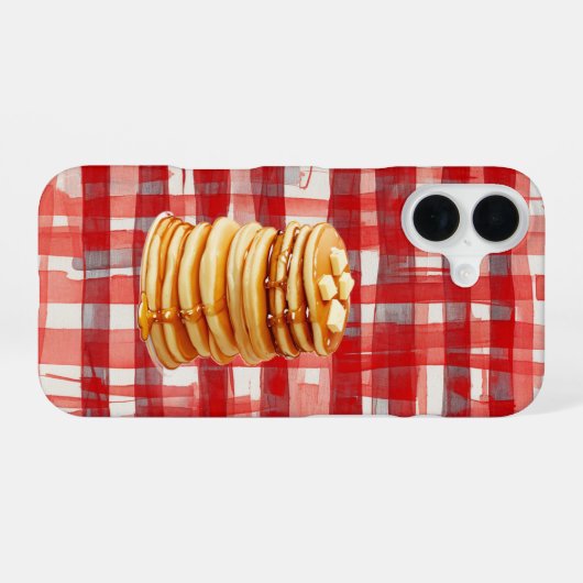 Pancake Tower Red Checkered Phone Case iPhone 16ケース (裏面横)