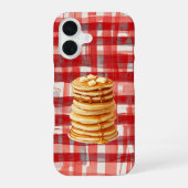Pancake Tower Red Checkered Phone Case iPhone 16ケース (裏面)