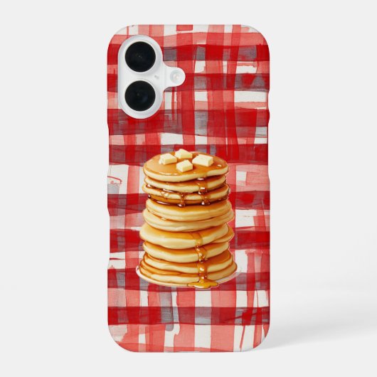 Pancake Tower Red Checkered Phone Case iPhone 16ケース (裏面)