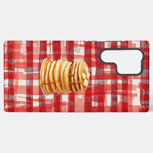 Pancake Tower Red Checkered Phone Case Samsung Galaxyケース (裏面横)