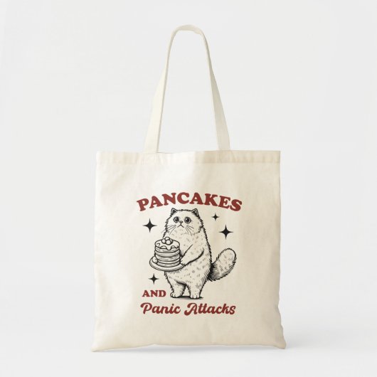 Pancakes and panic attacks funny cat トートバッグ (正面)