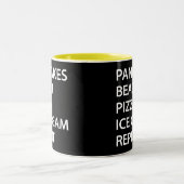 Pancakes Beach Pizza Ice Cream Repeat ツートーンマグカップ (中央)