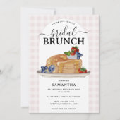 Pancakes Berries Brunch Pink Plaid Bridal Shower 招待状 (正面)