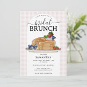 Pancakes Berries Brunch Pink Plaid Bridal Shower 招待状 (スタンド正面)