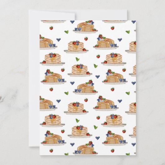 Pancakes Berries Brunch Pink Plaid Bridal Shower 招待状 (裏面)