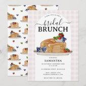 Pancakes Berries Brunch Pink Plaid Bridal Shower 招待状 (正面/裏面)