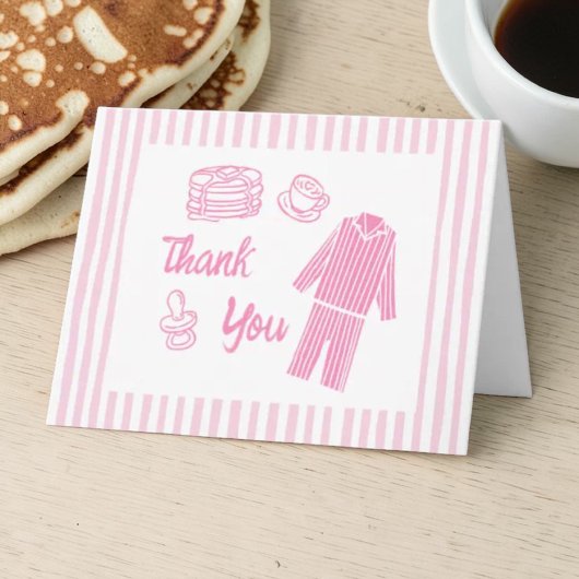 Pancakes Breakfast Girl Baby Shower サンキューカード