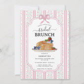 Pancakes Brunch Pink Botanical Bridal Shower 招待状 (正面)
