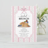 Pancakes Brunch Pink Botanical Bridal Shower 招待状 (スタンド正面)
