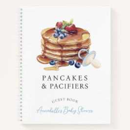 Pancakes & Pacifiers Blue Baby Shower Guest Book ノートブック