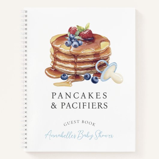 Pancakes & Pacifiers Blue Baby Shower Guest Book ノートブック (正面)