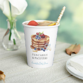 Pancakes & Pacifiers Blue Gingham Boy Baby Shower 紙コップ