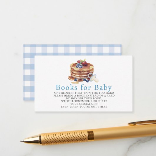 Pancakes & Pacifiers Blue Gingham Boy Book Request エンクロージャーカード (正面/裏面インサイチュ)