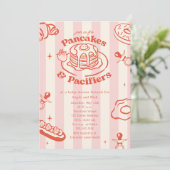 Pancakes Pacifiers Doodle Girl Baby Shower Brunch 招待状 (スタンド正面)