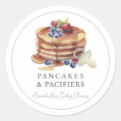 Pancakes & Pacifiers Gray Baby Shower ラウンドシール (正面)