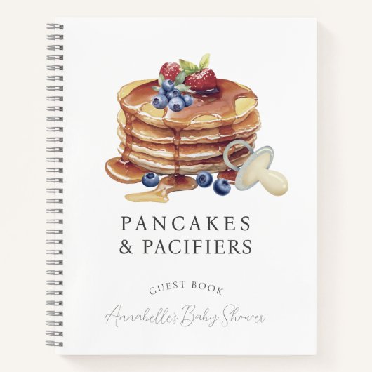 Pancakes & Pacifiers Gray Baby Shower Guest Book ノートブック (正面)