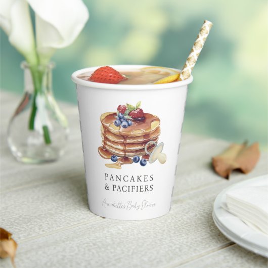 Pancakes & Pacifiers Gray Gingham Baby Shower 紙コップ (インサイチュ)