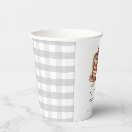 Pancakes & Pacifiers Gray Gingham Baby Shower 紙コップ (右)