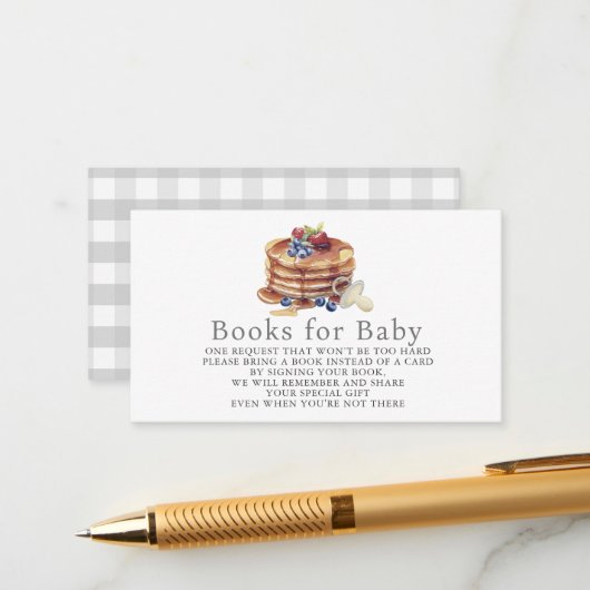 Pancakes & Pacifiers Gray Gingham Book Request エンクロージャーカード (正面/裏面インサイチュ)