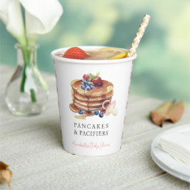 Pancakes & Pacifiers Pink Gingham Girl Baby Shower 紙コップ
