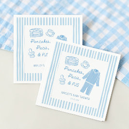 Pancakes, Pacis & PJs Boy Baby Shower スタンダードカクテルナプキン