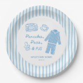 Pancakes, Pacis & PJs Boy Baby Shower  ペーパープレート (正面)