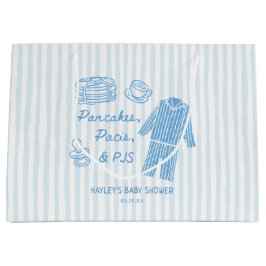 Pancakes, Pacis & PJs Boy Baby Shower ラージペーパーバッグ