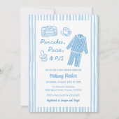 Pancakes, Pacis & PJs Boy Baby Shower 招待状 (正面)