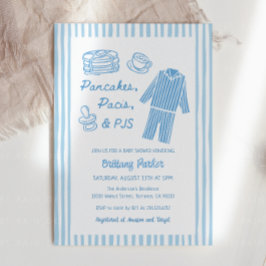Pancakes, Pacis & PJs Boy Baby Shower 招待状