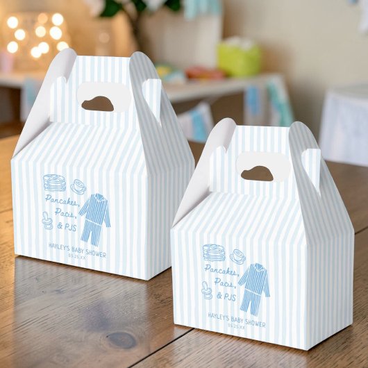 Pancakes, Pacis & PJs Boy Baby Shower Thank You フェイバーボックス