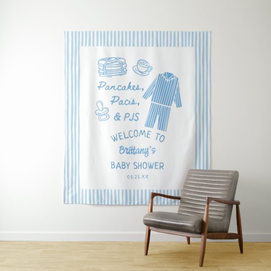 Pancakes, Pacis & PJs Boy Baby Shower Welcome  タペストリー (インサイチュ)
