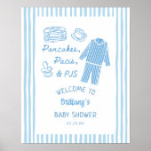 Pancakes, Pacis & PJs Boy Baby Shower Welcome  ポスター (正面)