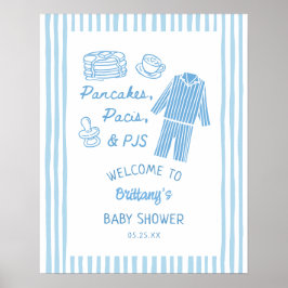 Pancakes, Pacis & PJs Boy Baby Shower Welcome  ポスター