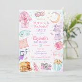 Pancakes & Pajamas Party Sleepover Birthday 招待状 (スタンド正面)