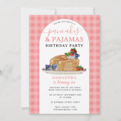 Pancakes Pajamas PJ's Girl Kids Birthday Party 招待状 (正面)