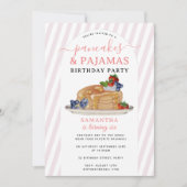 Pancakes Pajamas PJ's Girl Kids Birthday Party 招待状 (正面)