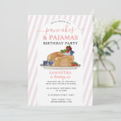 Pancakes Pajamas PJ's Girl Kids Birthday Party 招待状 (スタンド正面)