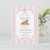 Pancakes Pajamas PJ's Girl Kids Birthday Party 招待状 (スタンド正面)