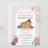 Pancakes Pajamas PJ's Girl Kids Birthday Party 招待状 (正面)