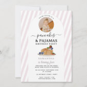 Pancakes Pajamas PJ's Girl Kids Birthday Photo 招待状 (正面)