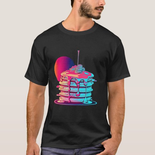 Pancakes Synthwave 80s Retrowave Aesthetic 1 Tシャツ (正面)