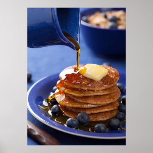 Pancakes with syrup and blueberry ポスター (正面)