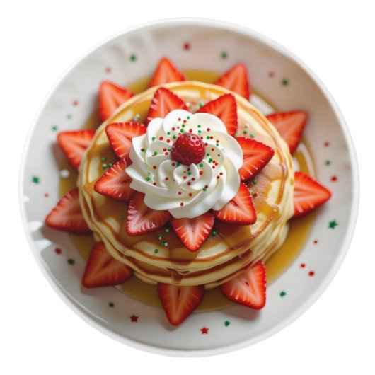 Pancakes with Whipped Cream & Christmas Sprinkles セラミックノブ (正面)