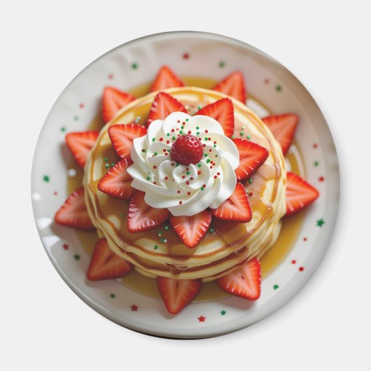 Pancakes with Whipped Cream & Christmas Sprinkles マグネット (正面)