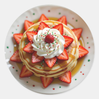 Pancakes with Whipped Cream & Christmas Sprinkles ラウンドシール