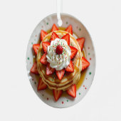 Pancakes with Whipped Cream Personalized Christmas メタルオーナメント (正面左)