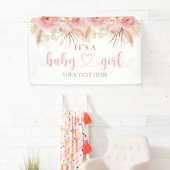 Pancarta Floral Rosa Boho Pampas baby showerbaner 横断幕 (インサイチュ)