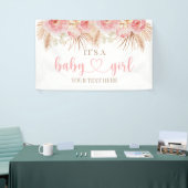 Pancarta Floral Rosa Boho Pampas baby showerbaner 横断幕 (トレードショー)