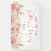 Pancarta Floral Rosa Boho Pampas baby showerbaner 横断幕 (縦)
